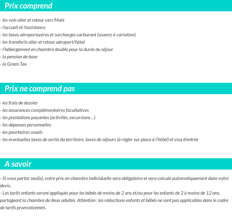 Conditions tarifaires