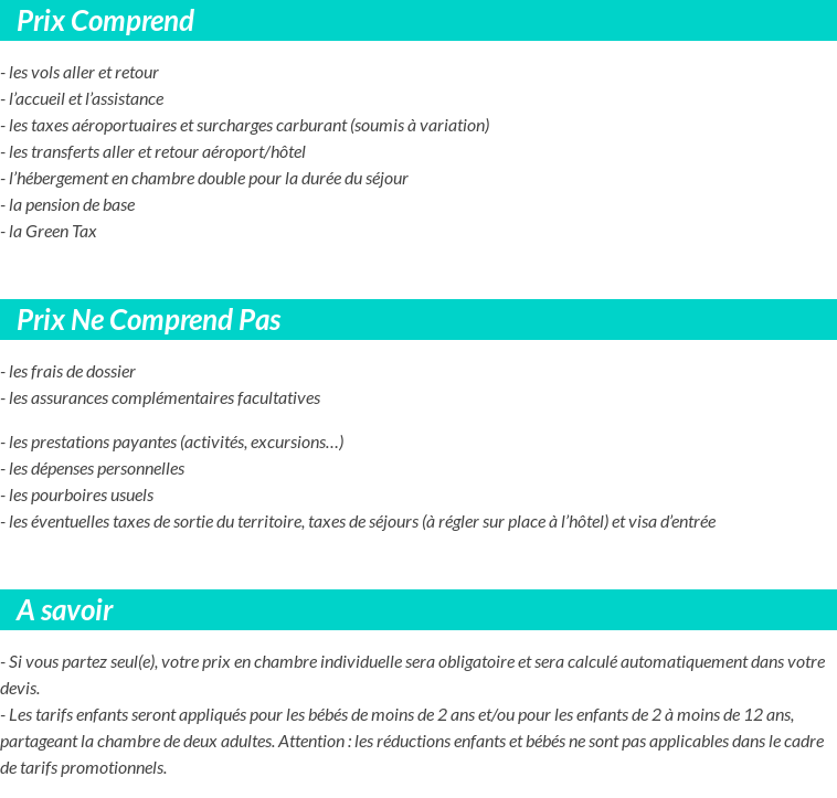 Conditions tarifaires