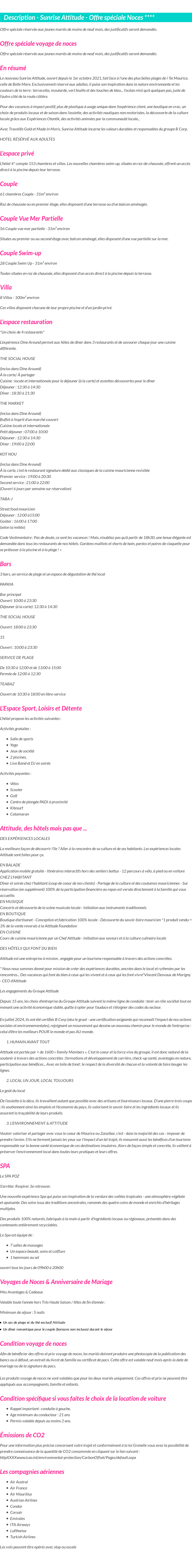 Détails du séjour