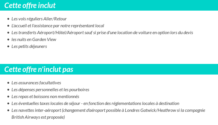 Conditions tarifaires