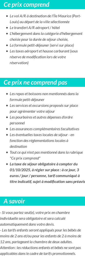 Conditions tarifaires