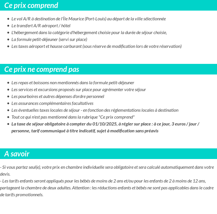 Conditions tarifaires