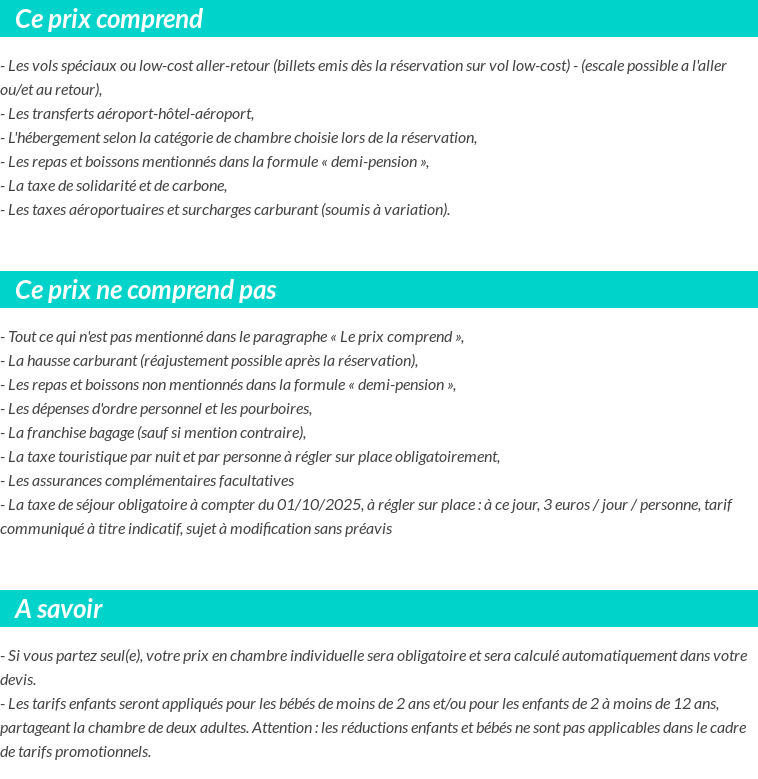 Conditions tarifaires