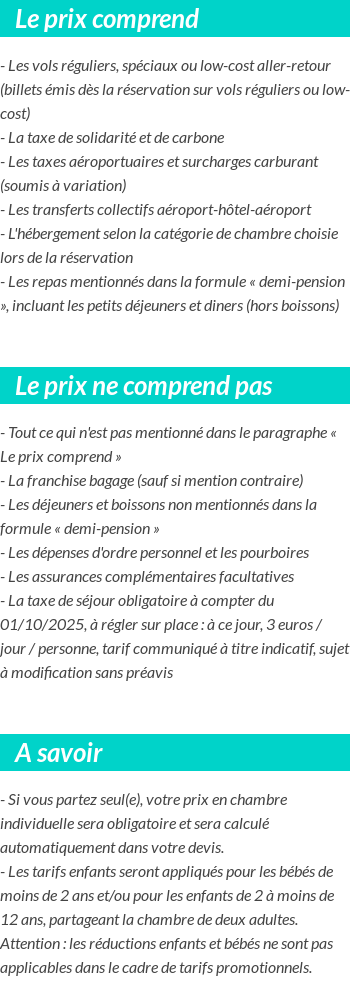 Conditions tarifaires