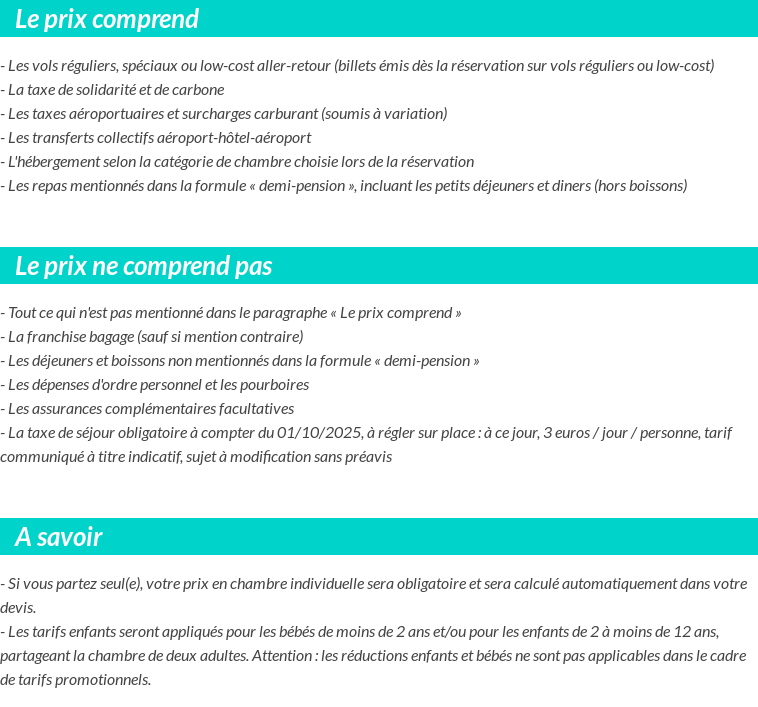 Conditions tarifaires