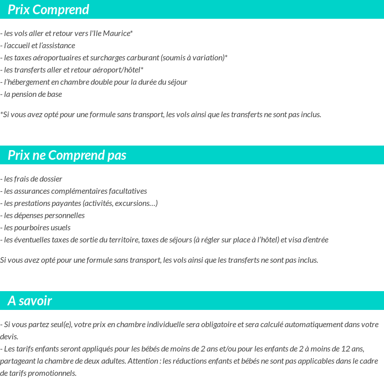 Conditions tarifaires