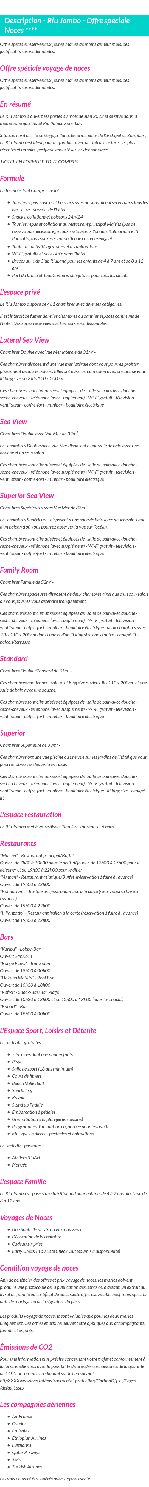 Détails du séjour
