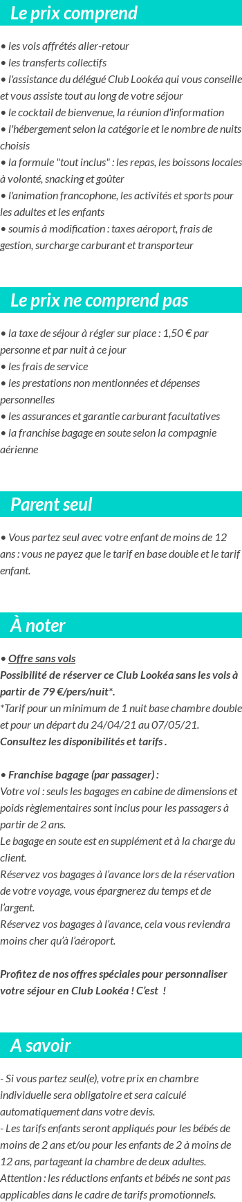 Conditions tarifaires