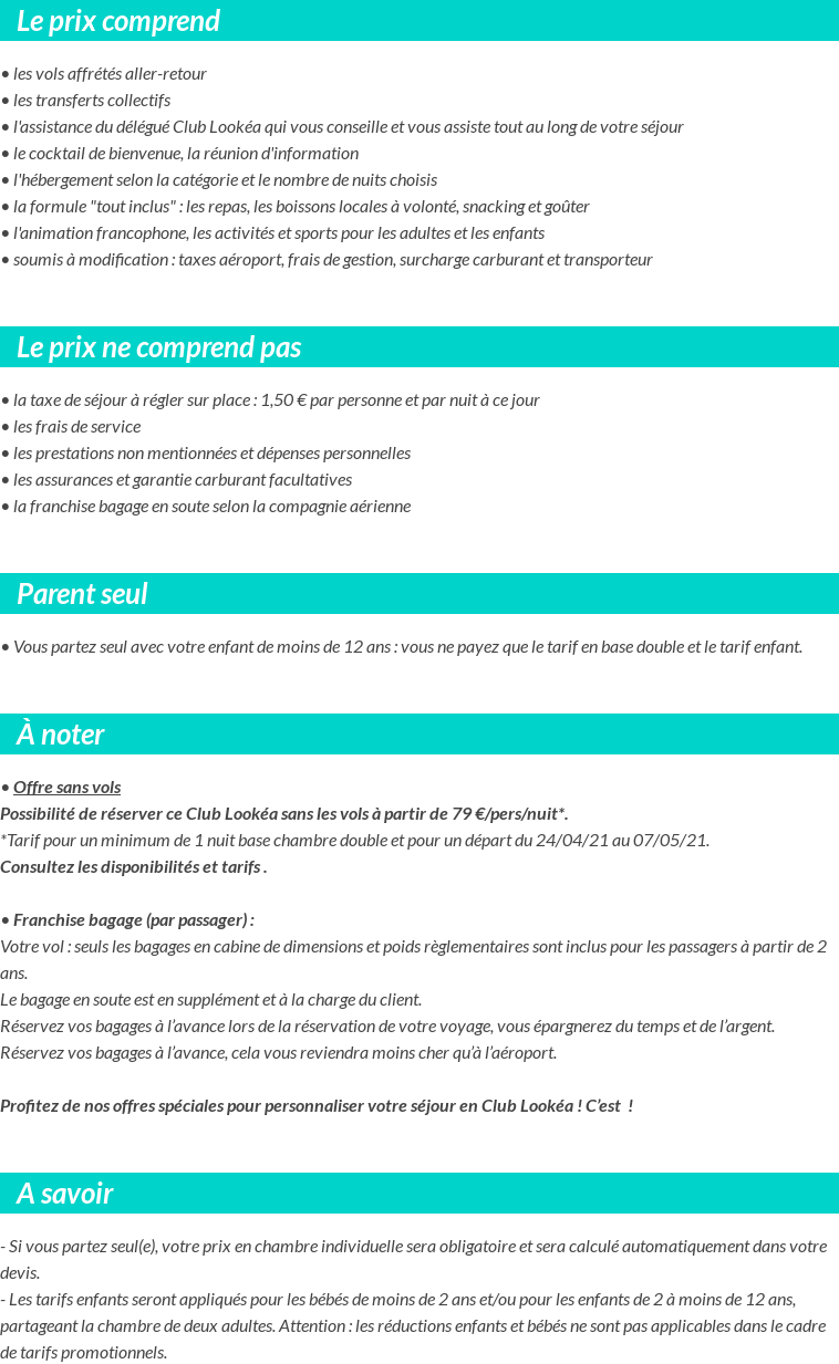 Conditions tarifaires