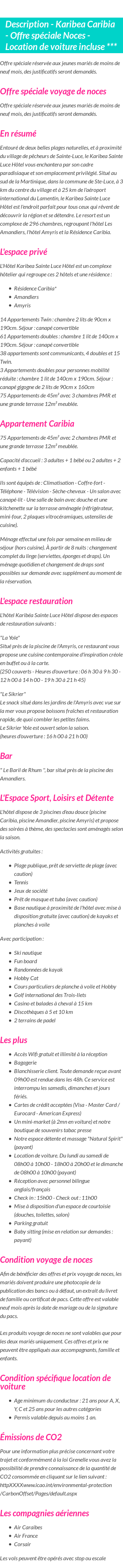 Détails du séjour