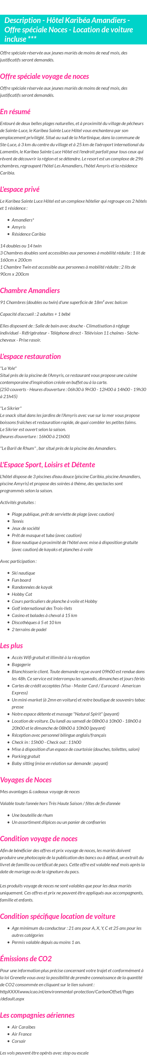 Détails du séjour