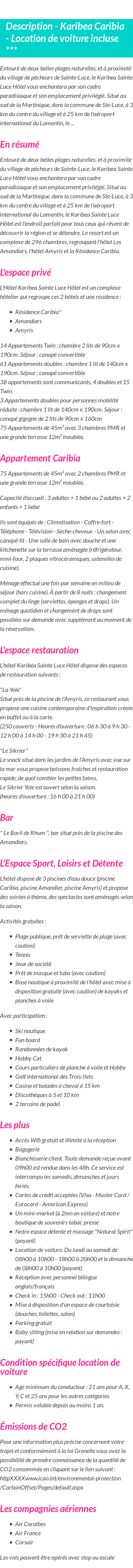 Détails du séjour