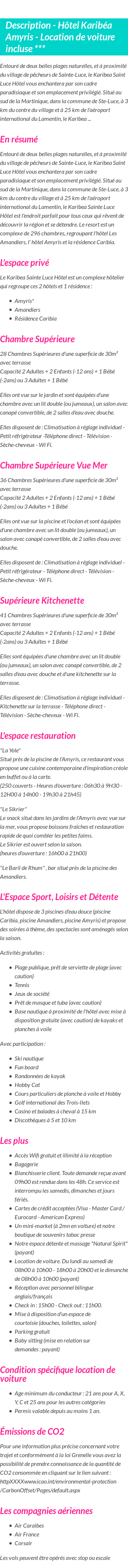 Détails du séjour