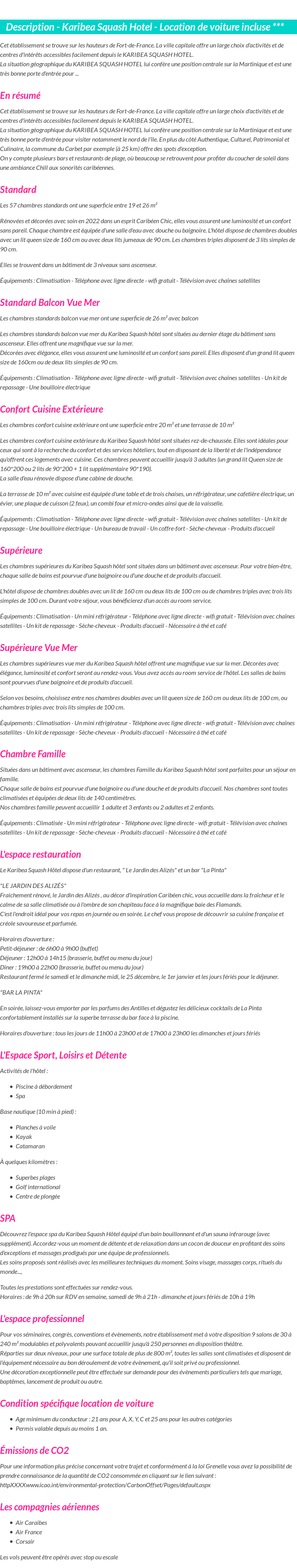 Détails du séjour