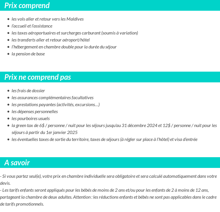 Conditions tarifaires