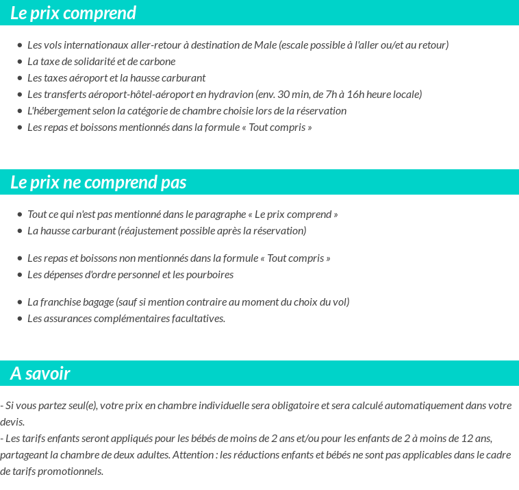 Conditions tarifaires
