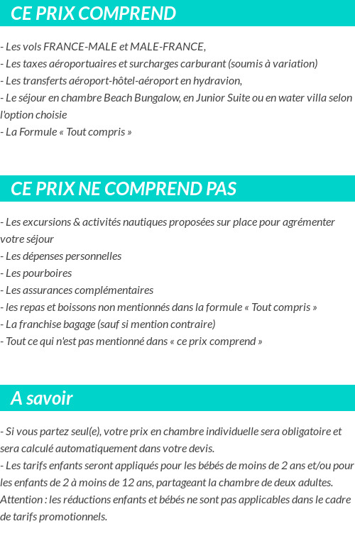 Conditions tarifaires