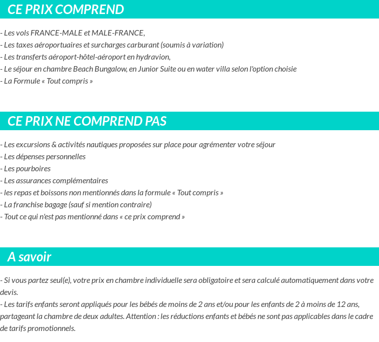 Conditions tarifaires