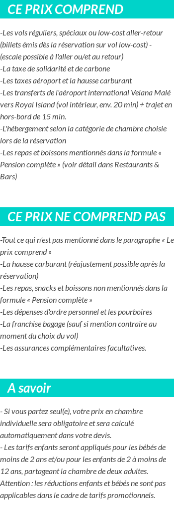 Conditions tarifaires