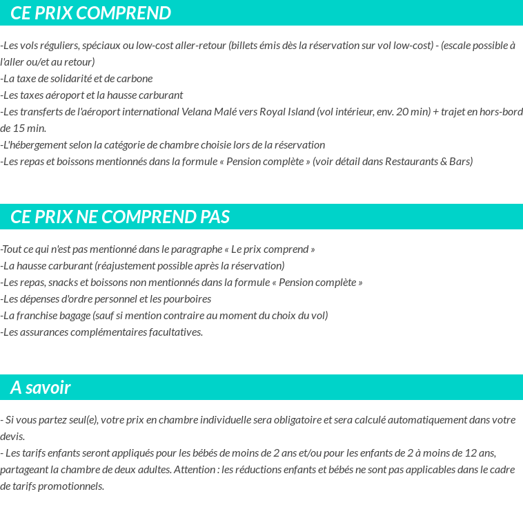 Conditions tarifaires