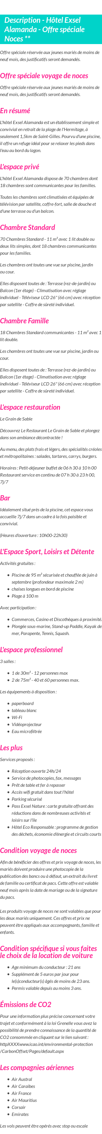 Détails du séjour