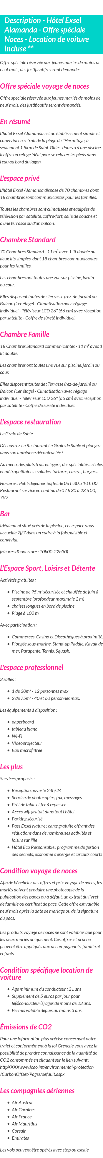 Détails du séjour