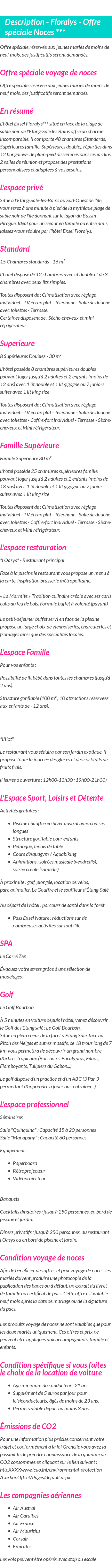 Détails du séjour
