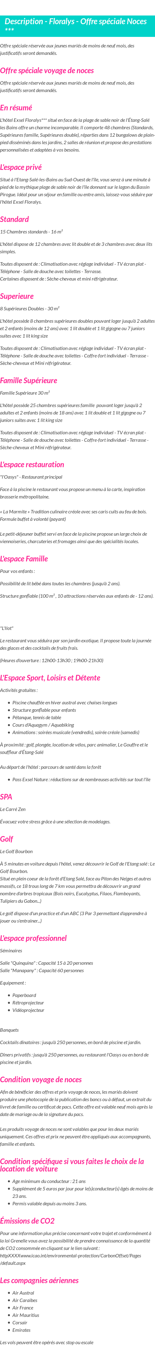 Détails du séjour
