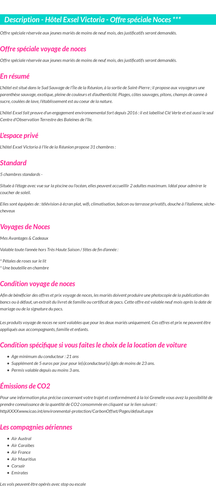 Détails du séjour