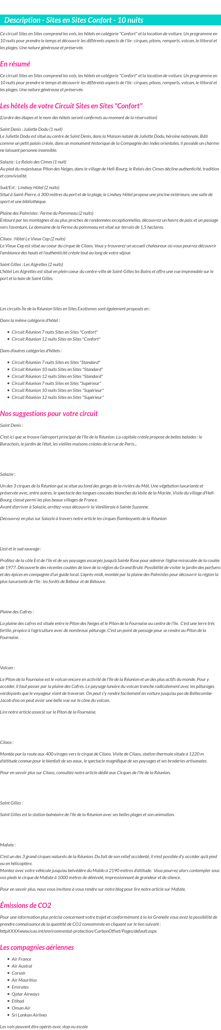 Détails du séjour