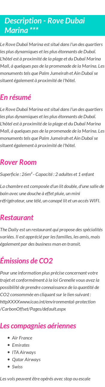 Détails du séjour