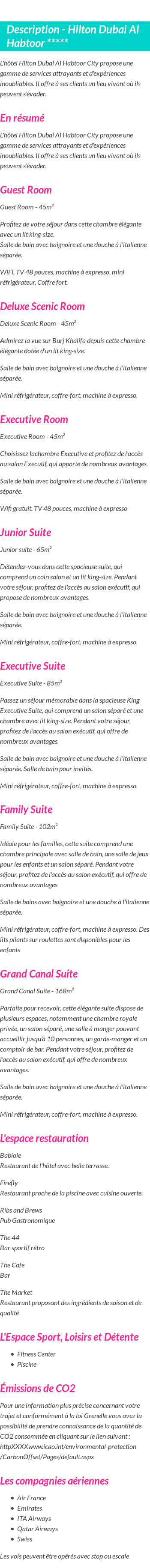 Détails du séjour