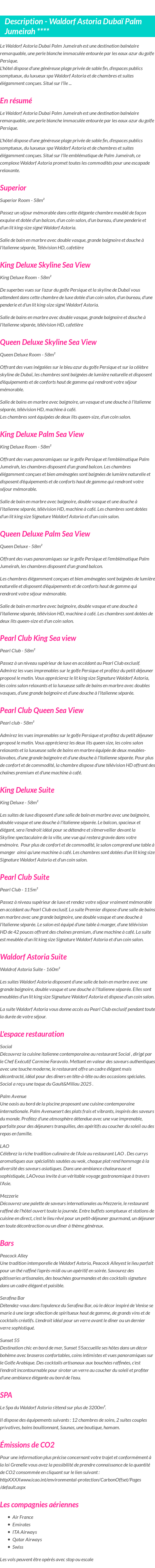 Détails du séjour