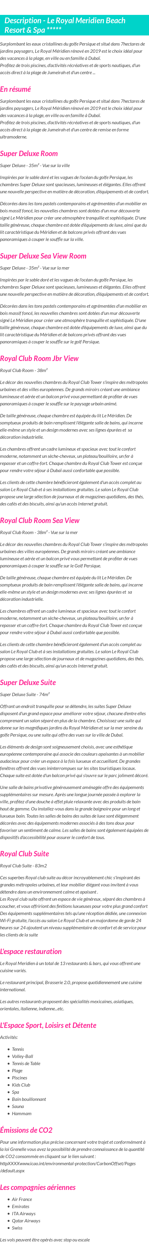 Détails du séjour