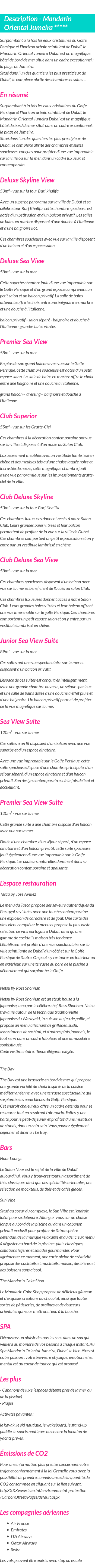 Détails du séjour
