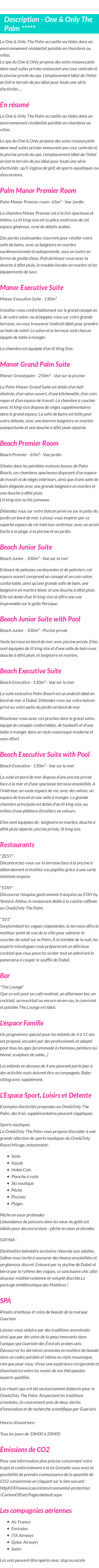 Détails du séjour