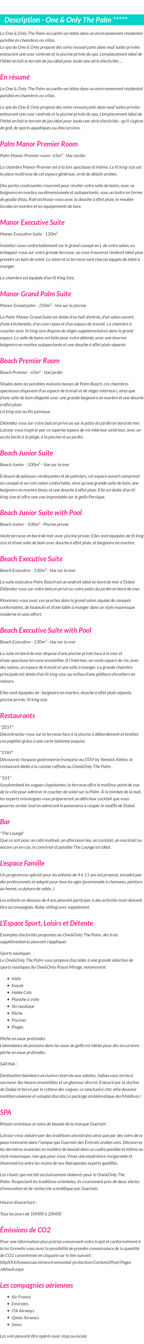 Détails du séjour