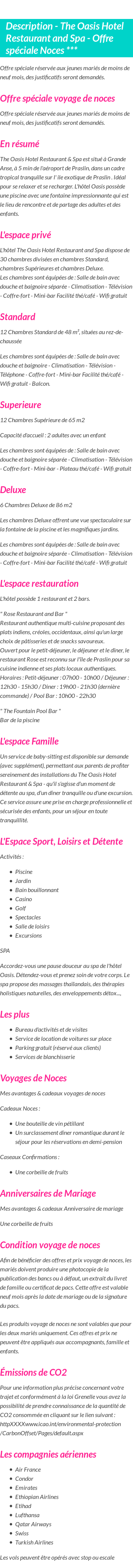 Détails du séjour