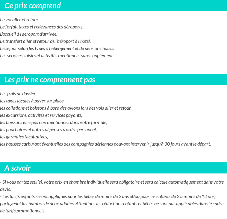 Conditions tarifaires