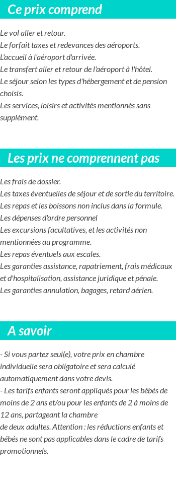 Conditions tarifaires