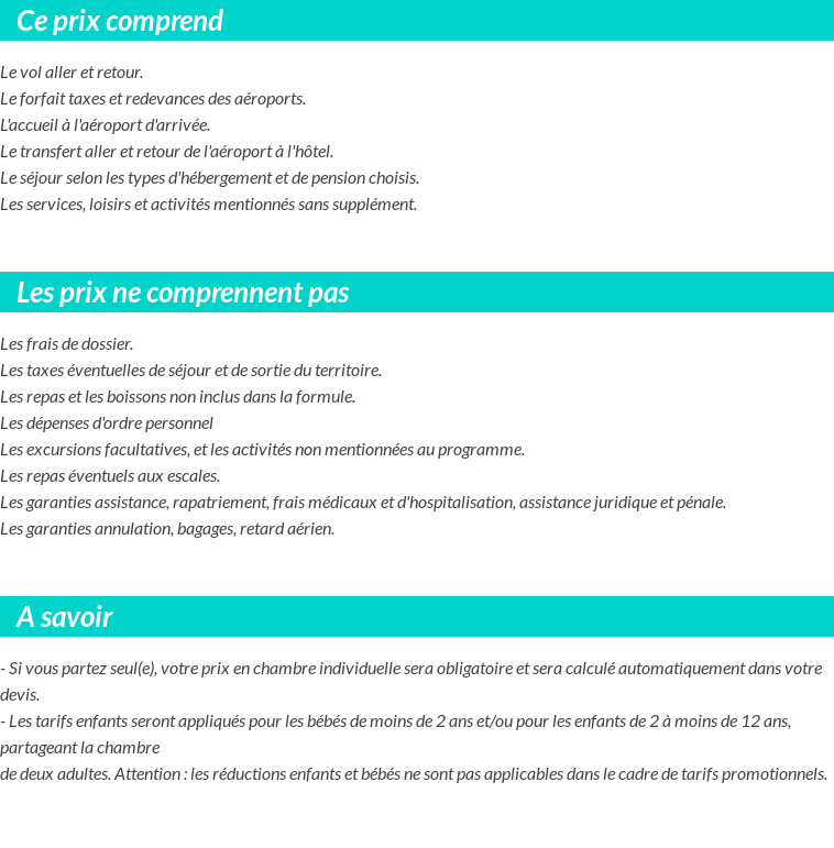 Conditions tarifaires