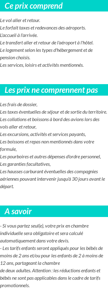 Conditions tarifaires