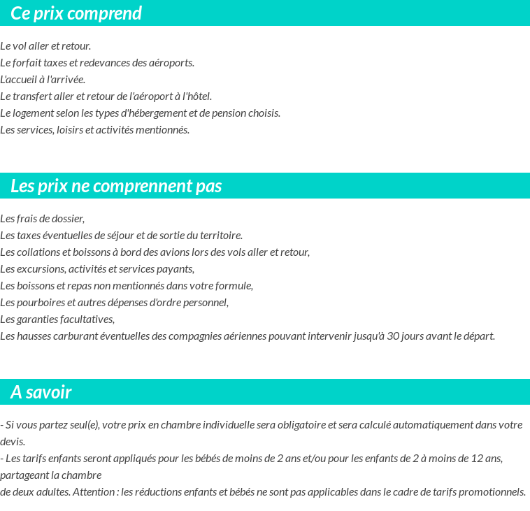 Conditions tarifaires