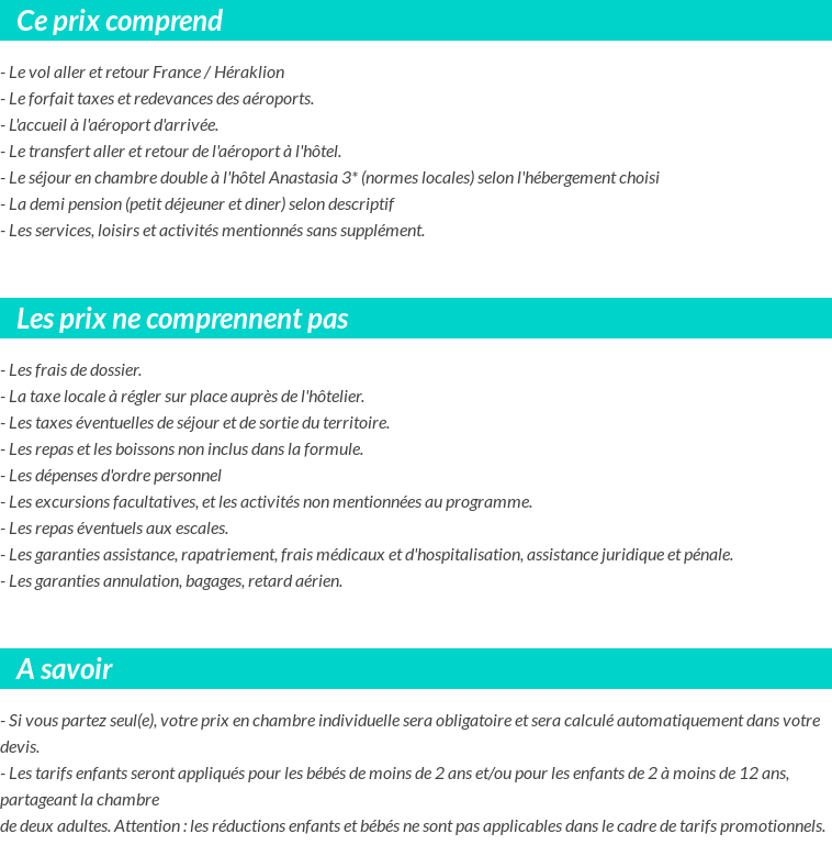Conditions tarifaires