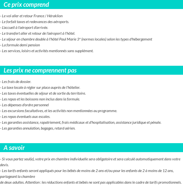 Conditions tarifaires