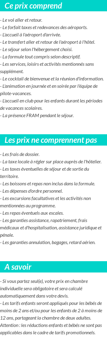 Conditions tarifaires