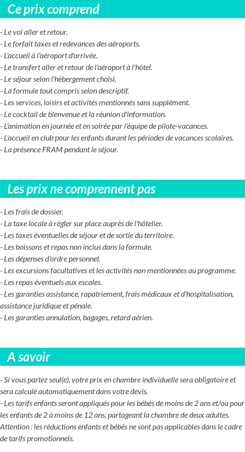Conditions tarifaires