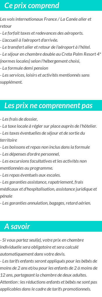 Conditions tarifaires