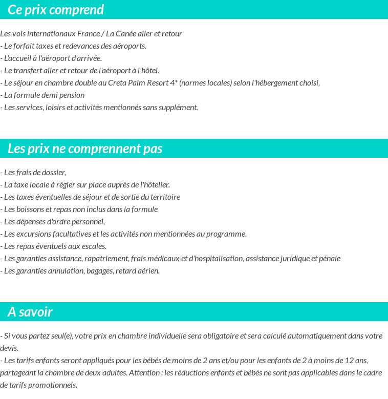 Conditions tarifaires