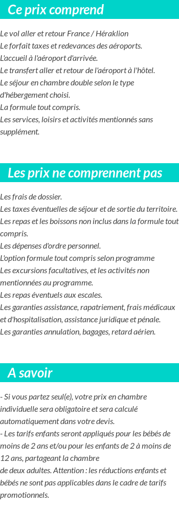 Conditions tarifaires